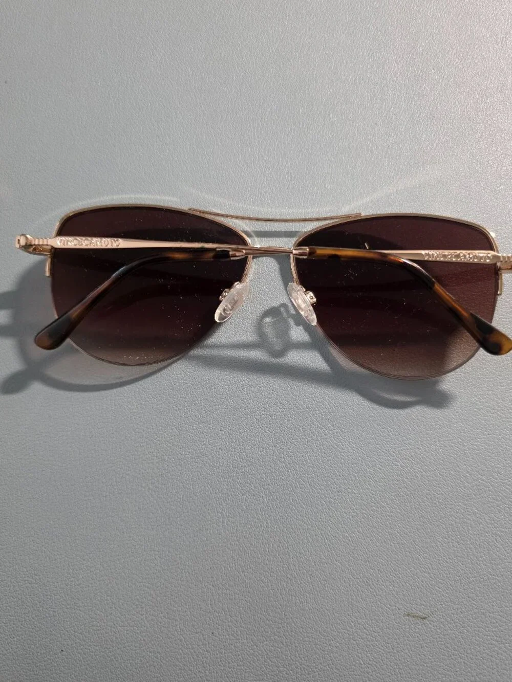 Vince Camuto Gold Aviator Sunglasses in an Orange Tory Burch Case - EUC!